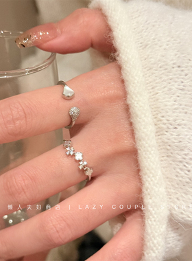 轻奢小四叶草贝母开口戒指