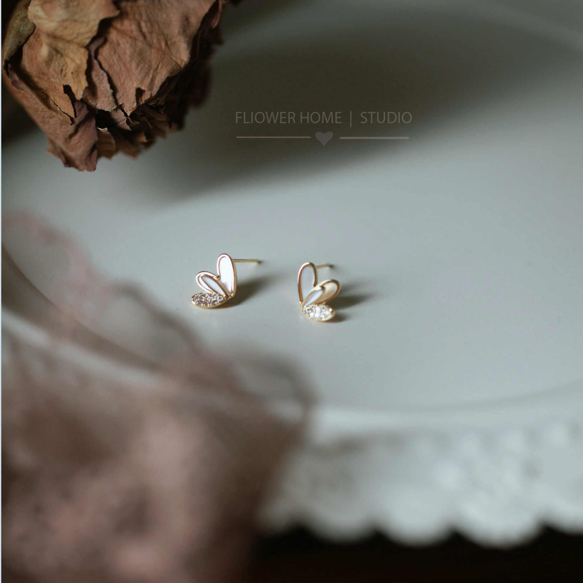 花宿studio 落星|精致贝壳爱心小巧s925银针耳钉气质甜美时尚闪亮,饰品/流行首饰/时尚饰品新,耳钉,淘宝优惠券,粉丝福利购,淘宝优惠卷