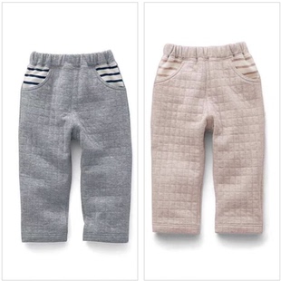 100码 清 子70 休闲裤 日单千系男女宝宝纯棉空气层秋冬保暖长裤