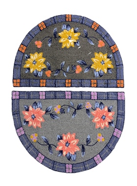 出口美式地毯地垫90*60cm半圆形家用现代门厅客厅卧室田园清新