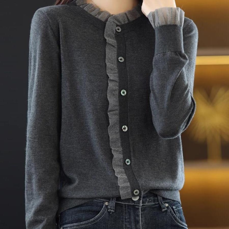 蕾丝针织开衫春秋季女毛衣外套
