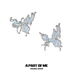 绽放指尖 原创雾霾蓝蝴蝶蛇玫瑰戒指镶钻小众轻奢高级指环