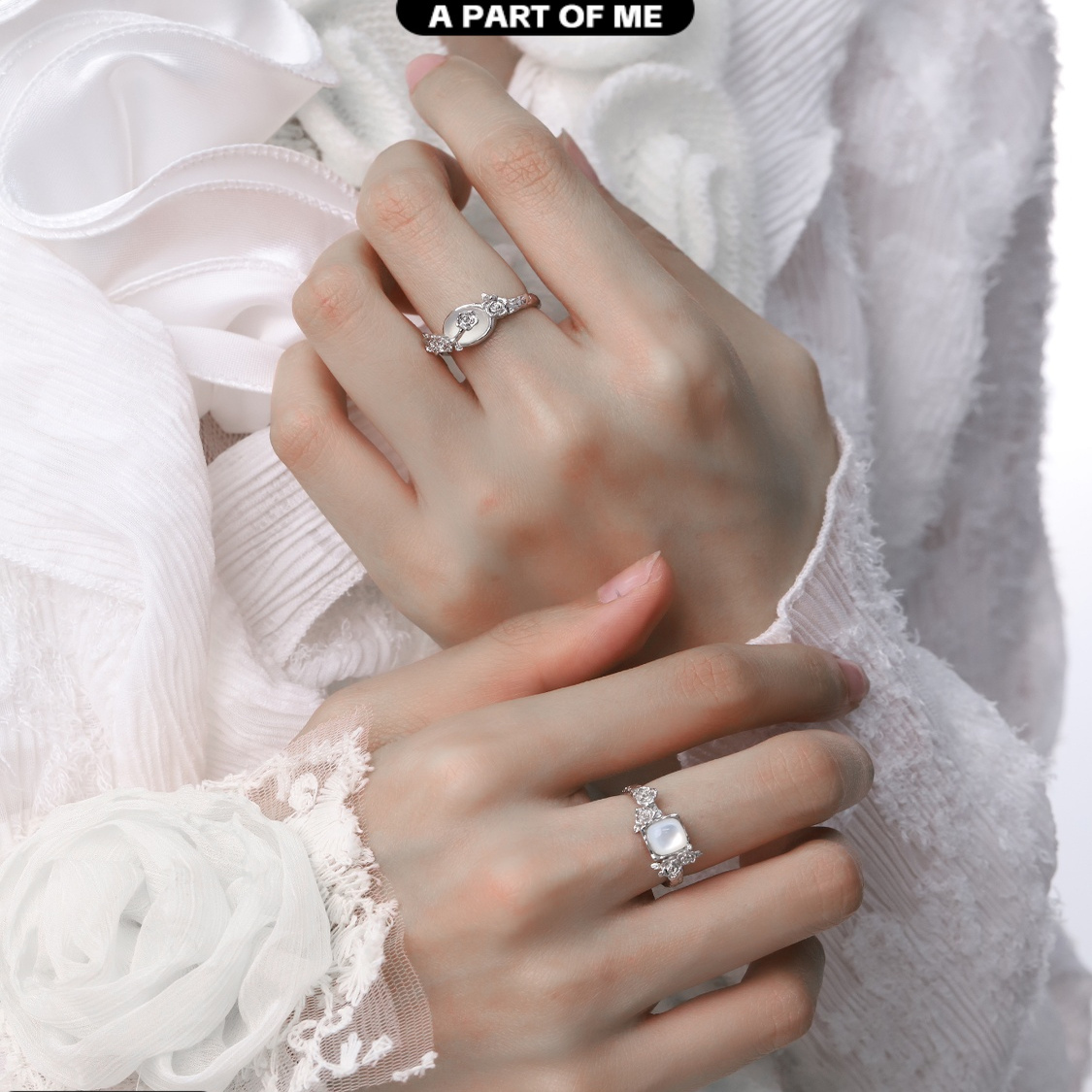 闻香系列 原创925纯银玫瑰戒指不掉色高级感冷淡新中式白玛瑙指环