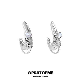 方圆脸神器 小众设计原创欧珀半圈银针耳环耳饰无耳洞耳夹