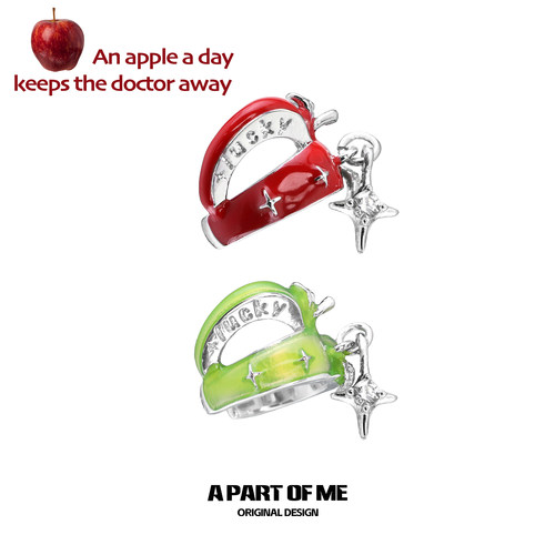 原创无耳洞苹果切片耳夹高级感青苹果耳骨夹可爱星芒耳挂个性耳饰