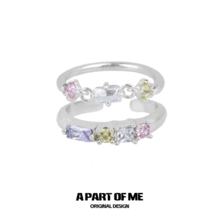 好美 甜食系列原创S925纯银糖果戒指彩色锆石指环小众设计