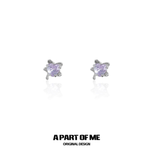 纯爱战神系列 原创小众花朵爱心耳钉镶钻mini耳饰高级感紫色女