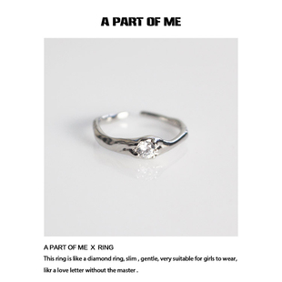 无主情书 925纯银小众设计异形开口锆石戒指简约冷淡温柔钻戒女