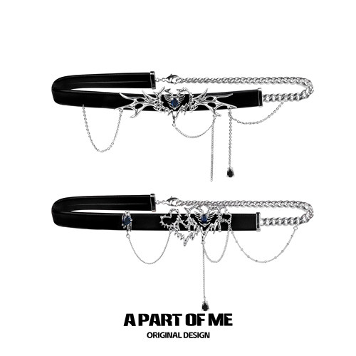 真皮爱心甜酷chocker锁骨链