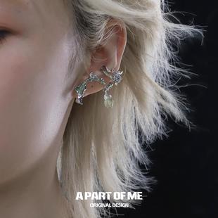 枝蔓攀生系列无耳洞耳夹原创小众高级感森系绿色叶子耳环冷淡耳饰