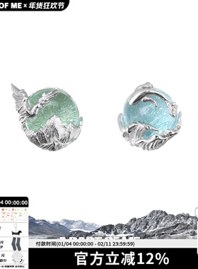 奔赴山海 925纯银耳钉原创小众设计飞鸟与鱼情侣男女耳饰养耳洞