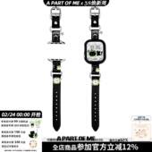 青苹果黑猫表带手表链适用iwatch原创小众甜酷手链男女可爱礼物