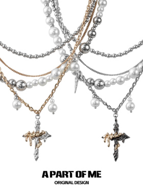 可拆4条 原创美式巴洛克珍珠十字架小众高级感秋冬项链毛衣链