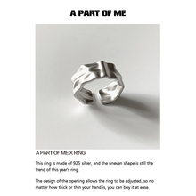 午夜兰花/925纯银小众设计锡纸纹理开口戒指可调简约高级冷淡风