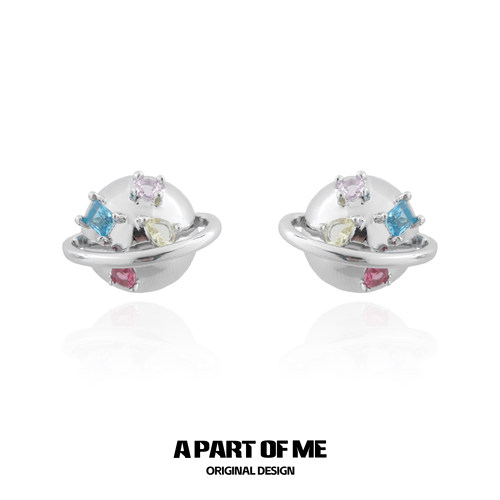 原创小众土星耳钉耳环耳夹