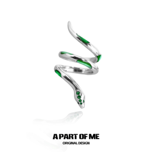 蛇院女孩指尖上 原创斯莱特林绿纯银灵蛇戒指 宠物再升级
