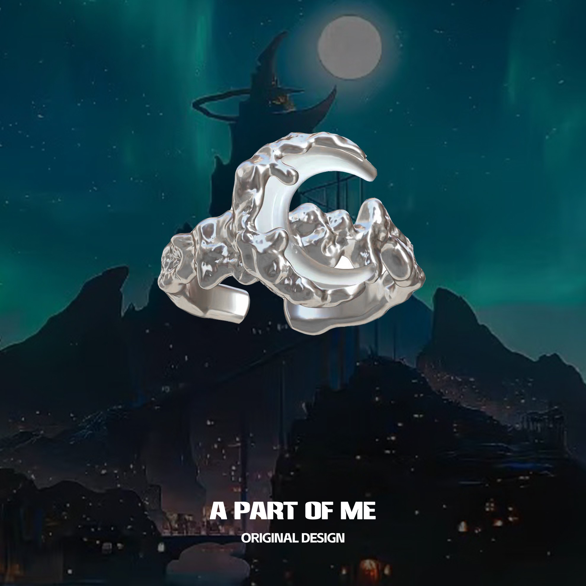 纯银月尊月亮戒指骨兰王鹤棣