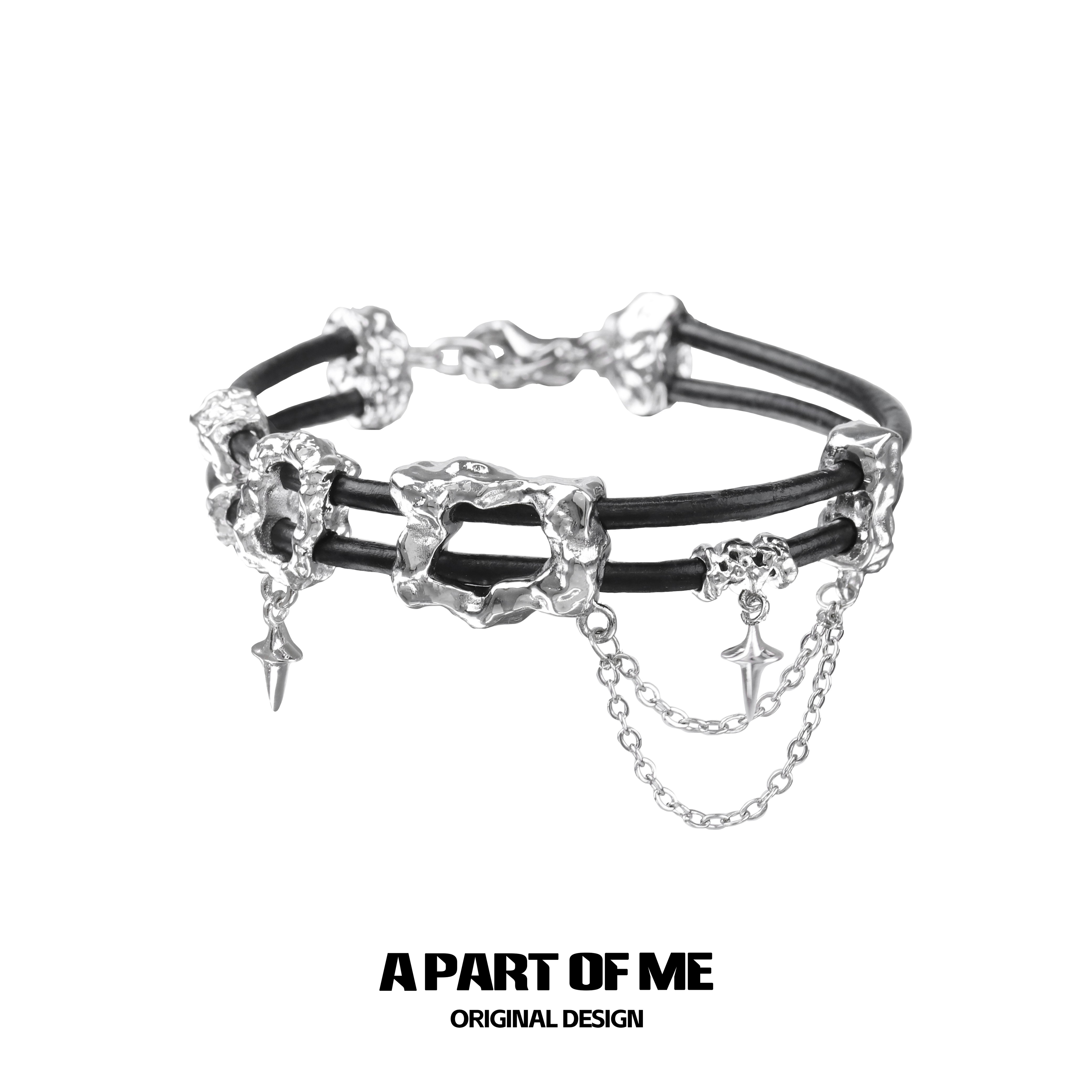 暗物质系列原创皮革手链小众暗黑肌理感星芒高级冷淡风男女