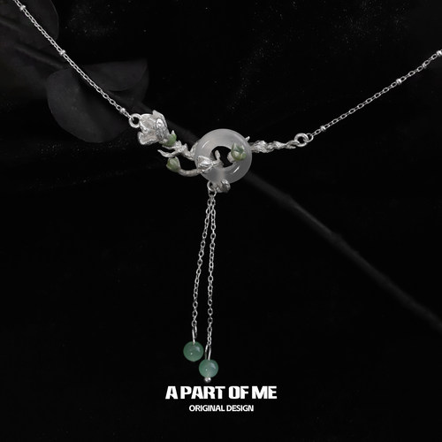 淡雅茉莉 清冷之神 原创设计纯银项链玉髓锁骨链女小众高级不掉色