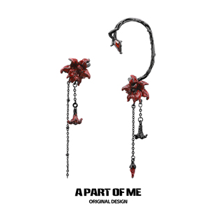 巨显白 无耳洞耳夹曼陀罗原创小众设计不对称耳挂高级暗黑耳骨夹