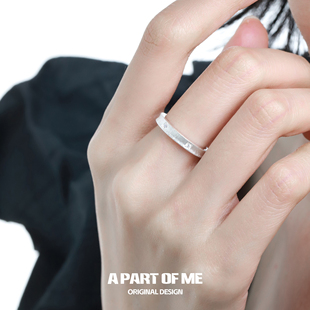 高级感简约食指戒 纯银锆石戒指小众设计春夏新款 温柔 白