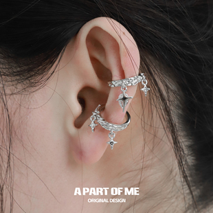 原创星星锆石耳夹小众高级无耳洞叠戴耳饰