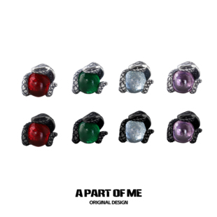 纯银养耳洞耳钉斯莱特林耳环小众设计蛇年蛇院耳饰高级感睡觉免摘