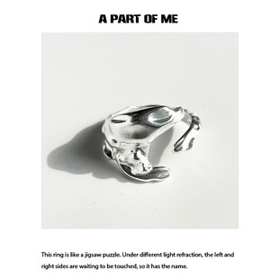 对接好感 925纯银小众中性异形开口戒指可调高级感Ins男女