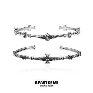 原创纯银鸢尾花手镯高级感复古冷淡风小众男女情侣手环秋冬新款