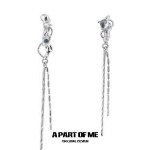 原创不对称月光石耳环耳夹 无耳洞也可入 幻梦系列 稀有颜色