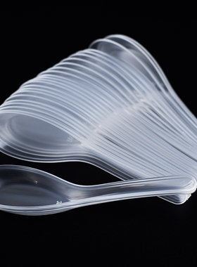 一次性勺子塑料汤勺打包外卖快餐饭勺商用透明加厚甜品勺调羹汤匙