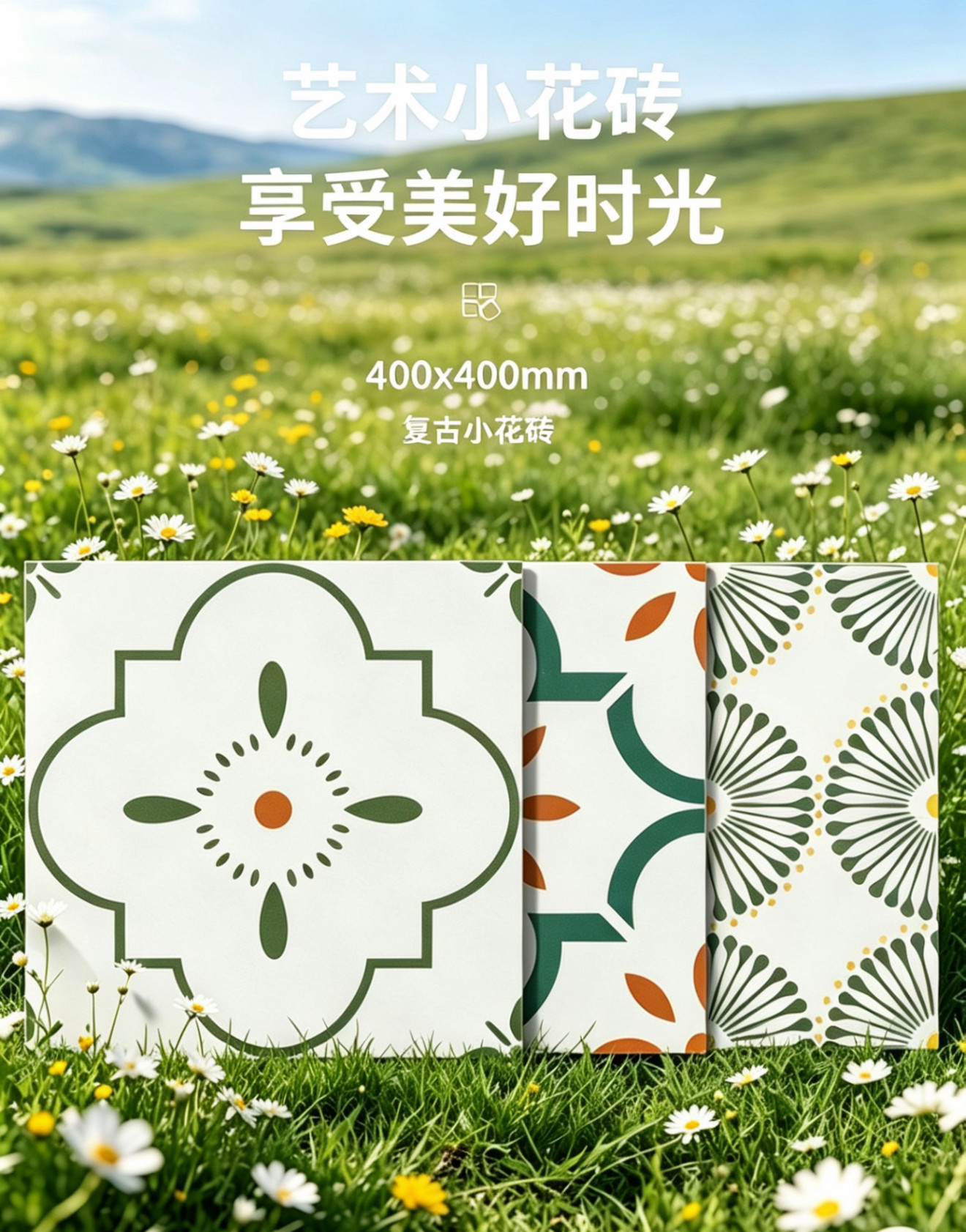 北欧全瓷花砖400x400拼花木纹花片瓷砖阳台玄关厨房卫生间小地砖