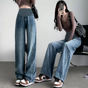 孕妇裤子秋冬外穿阔腿裤孕早期春秋季宽松牛仔裤加绒打底冬季长裤