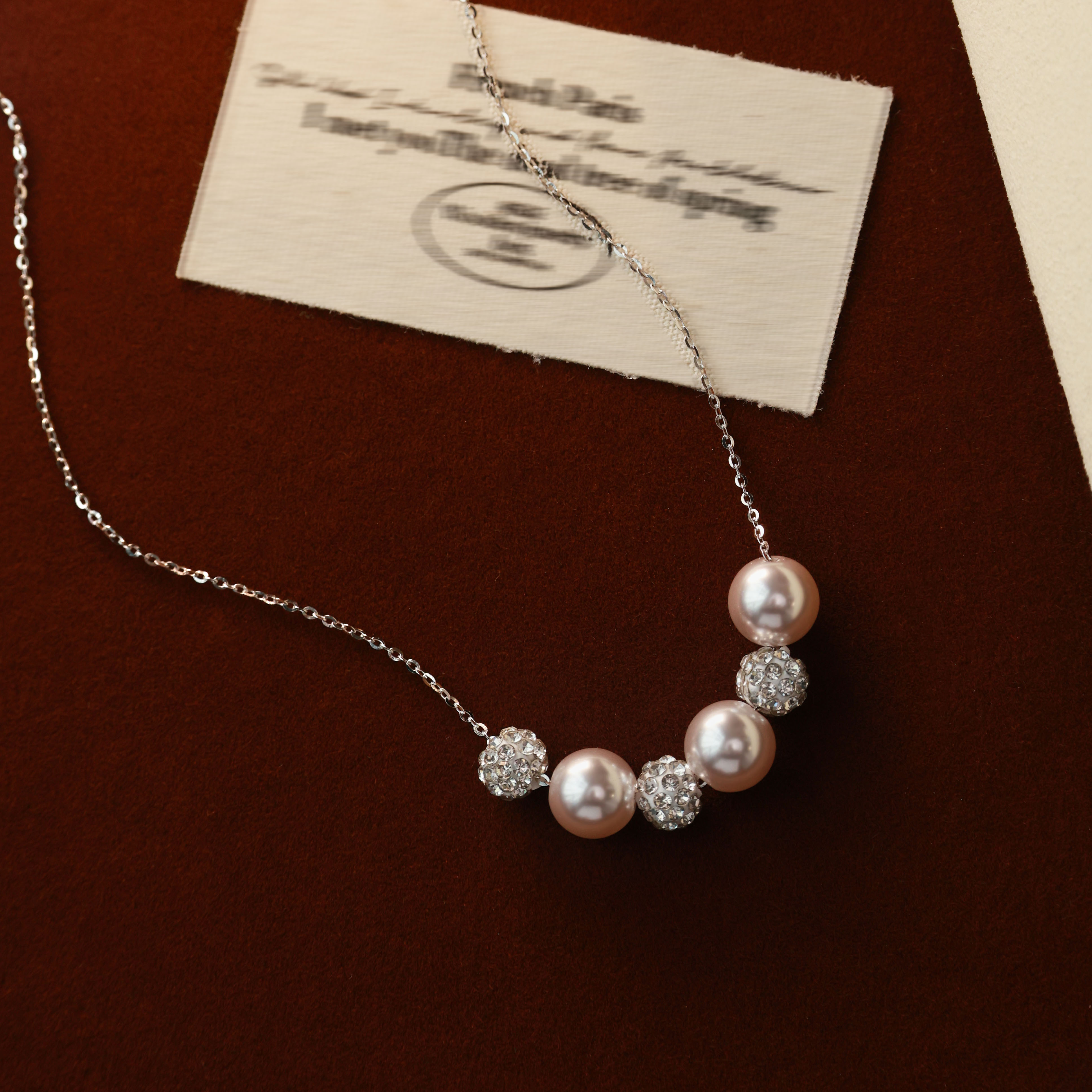 曼塔玫瑰紫珠爆闪珠珠项链抽拉