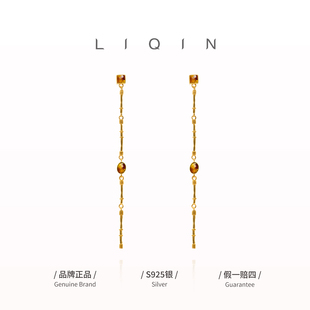 美拉德虎眼流苏耳钉气质复古长款 轻奢耳线小众