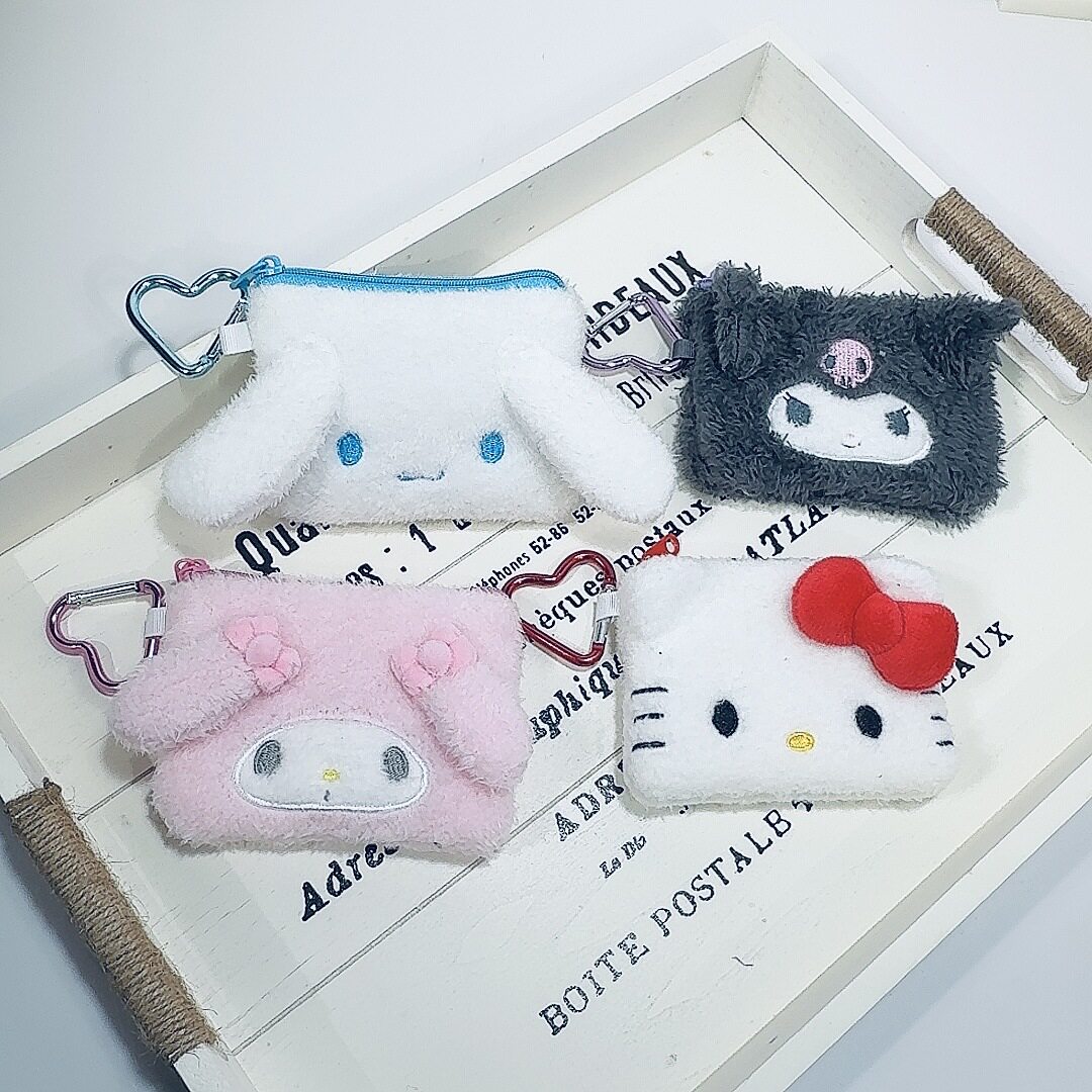 美乐蒂零钱包挂件可爱卡通毛绒凯蒂猫耳机包收纳包包挂饰礼物