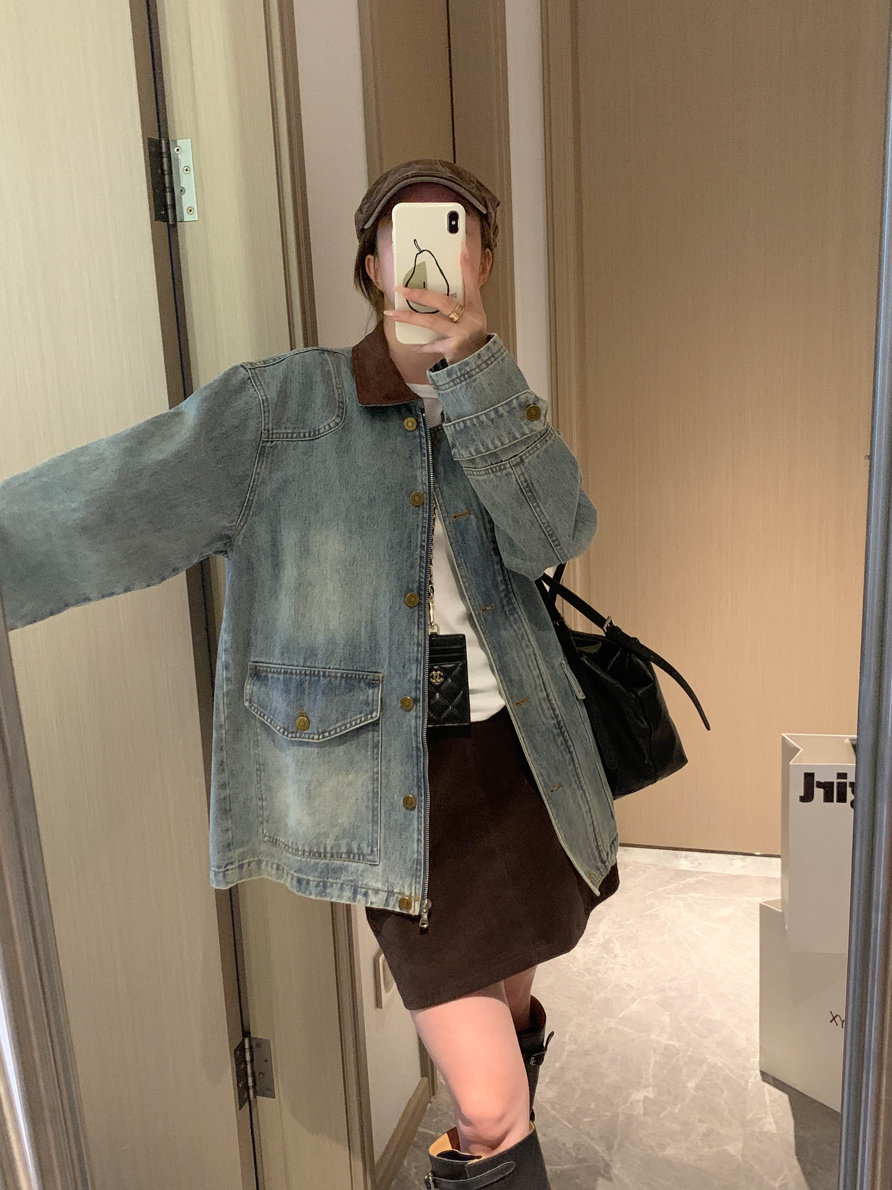 [香蕉派派]复古牛仔外套女小个子春季新款bf美式学院风韩版休闲