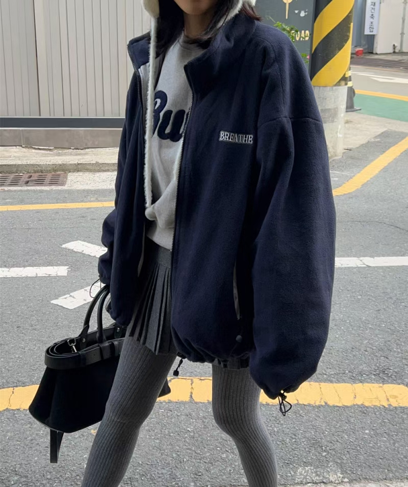 [香蕉派派]韩国原单摇粒绒外套女2025新款秋冬宽松休闲夹克上衣