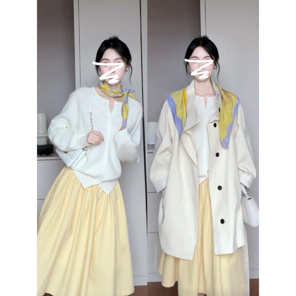开春御姐气质穿搭连衣裙子女装2025春季新款韩系黄色长裙两件套装