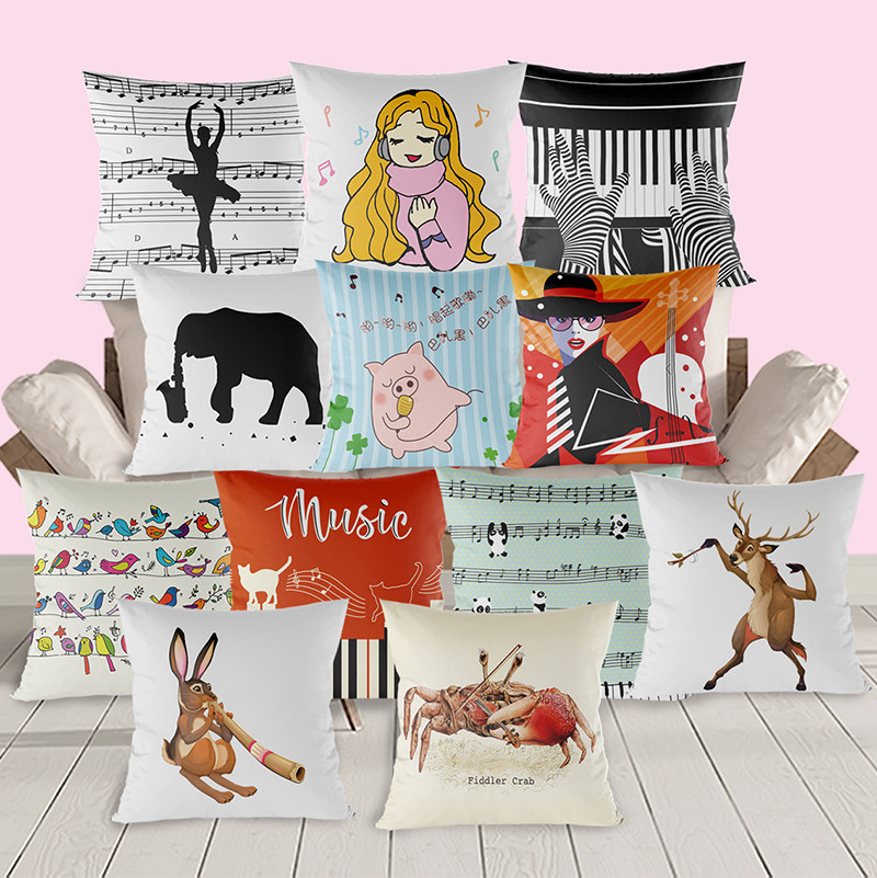 动物爱音乐抱枕卡通可爱动漫靠垫人物与乐器时尚创意艺术装饰摆件