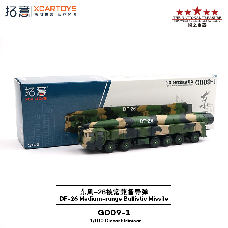 拓意1/100合金东风26导弹车模型