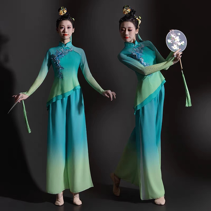 绿水青山舞蹈服秧歌舞演出服装现代中国风秧歌服女2026新款套装