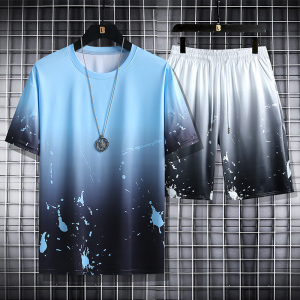 男士短袖t恤休闲运动一套装潮流ins搭配短裤冰丝速干衣服TZ23-P45图片