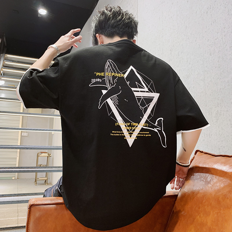 夏季新款男士短袖t恤新款拼色打底衫五分半袖潮流上衣 DT76-P30券后60.00元