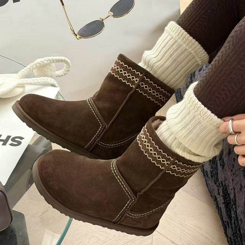 诗歌兰2025新款真皮雪地靴