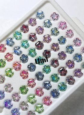 樱花切渐变锆石裸石 高闪通透彩色裸石镶嵌主石 DIY 配石