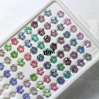 樱花切渐变锆石裸石 高闪通透彩色裸石镶嵌主石 DIY 配石