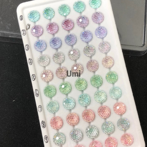 巨闪！渐变天火切烟花切锆石 6-8mm 高碳钻裸石美甲耳钉
