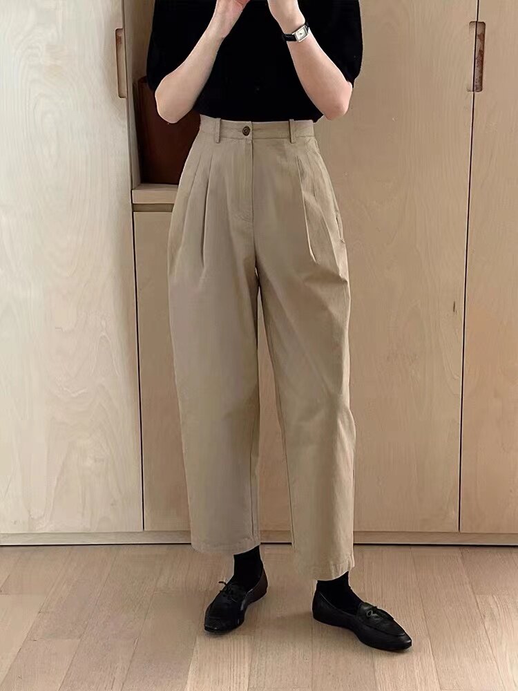 卡蔓诗休闲裤萝卜裤女小个子高腰直筒显瘦九分休闲香蕉裤工装裤潮