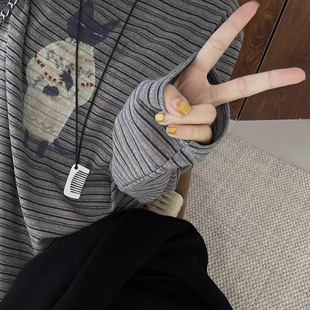 福利款 ONE12221条纹兔子拼接宽松T恤 不退换